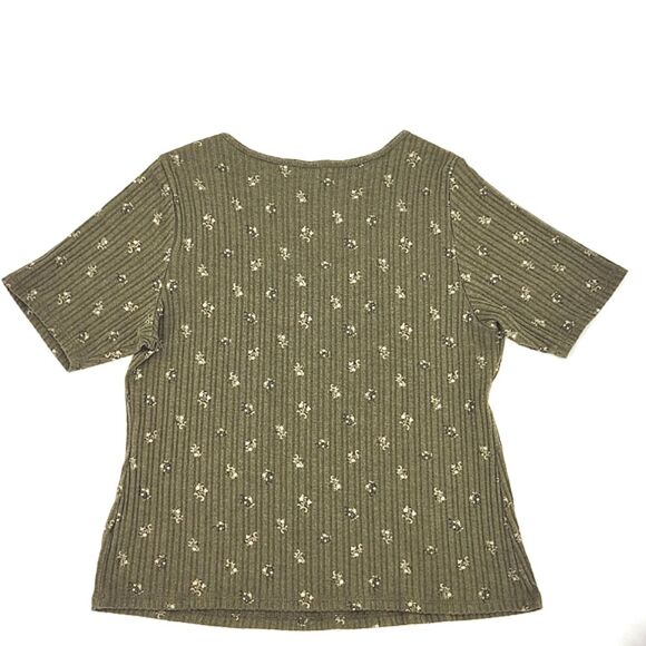 Old Navy Fitted Elbow Sleeve Rib Knit T-Shirt Tee Womens Size 2X Boho Goblincore - Picture 2 of 8